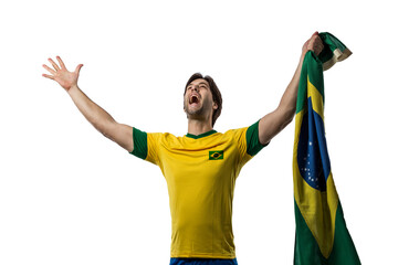 Wall Mural - Brazilian soccer player, celebrating the championship