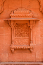 Rajasthani Architecture Of Decorative Frame On A Sandstone Wall.