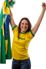 Wall Mural - Female Brazilian fan celebrating