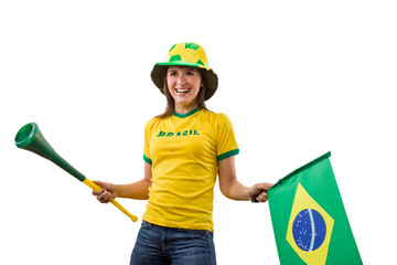 Wall Mural - Female brazilian fan celebrating