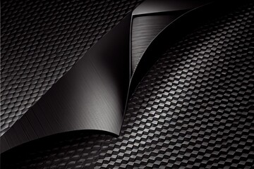 Computer-generated image of black carbon fiber textured material.. 3D shaded texture with intricate details for a cool carbon fibre look