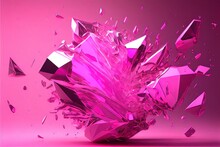 Computer Generated Image Of Abstract Pink Glash Shattering Pattern. Chaotic, Messy, And Intricate Pink Pattern For Wallpaper Background