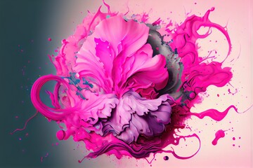 Computer generated image of abstract pink wet floral pattern. Chaotic, messy, and intricate pink pattern for wallpaper background