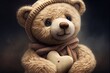 Computer-generated image of a Valentines' Day Teddy Bear. This cute and adorable bear cub is filled with love and  romance for the February 2023 holiday season