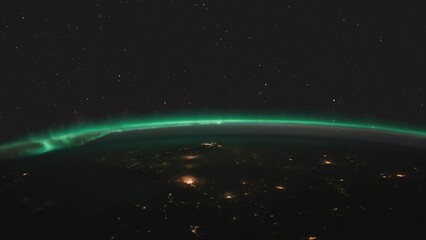 Wall Mural - aurora borealis over canada as seen from space. elements of this clip furnished by nasa.
