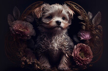 Stylized Ornate Yorkshire Terrier Puppy , Tree, Flowers, Carving
Generated Sketch Art