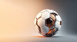 © sizsus - mechanical futuristic soccer ball or football in white glossy material with neon burning glow details