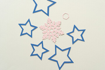 Sticker - group of blue paper stars and single pink snowflake