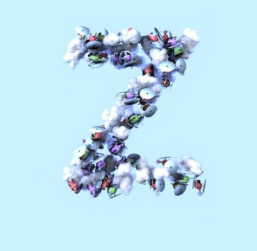 Helicopter with Clouds Font - Letter Z