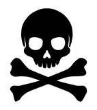 Crossbones skull mark flat  illustration ( danger / warning) / png ( background transparent )