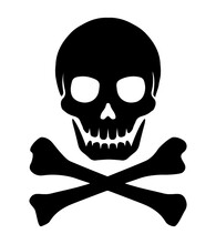 Crossbones Skull Mark Flat  Illustration ( Danger / Warning) / Png ( Background Transparent )