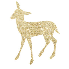 Wall Mural - christmas gold deer silhouette ,christmas gold reindeer isolated