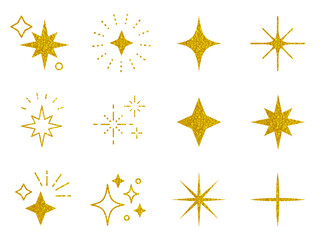 Glitter star sparkle icon set.