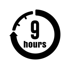 Canvas Print - Timer, clock icon illustration ( 9 hours ) / png ( background transparent )
