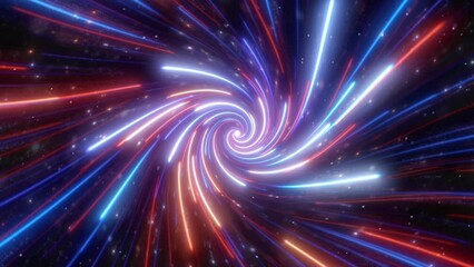 Wall Mural - This stock motion graphic shows a stream of bright rays in space that swirl towards the center.