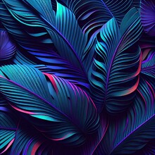  A Blue And Purple Background With A Bunch Of Leaves On It's Side And A Red And Blue Background.