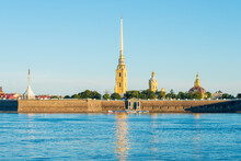 Panoramic View Of The Peter And Paul Fortress In The City Of St. Petersburg, Russia