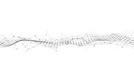 Poster - Dynamic wave with connected dots and lines on a white background. Digital wave background concept. Abstract technology background. Big data visualization. 3D rendering.