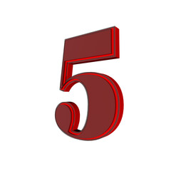 Poster - Red 3d number for decoration and design. New Year's decorations.