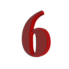Poster - Red 3d number for decoration and design. New Year's decorations.