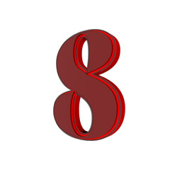 Poster - Red 3d number for decoration and design. New Year's decorations.