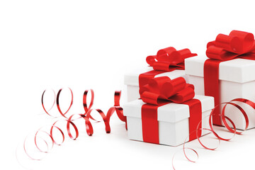 Sticker - Gifts in white boxes with red ribbons