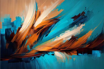 Wall Mural - wide artwork, abstract paint strokes, a painting of a mountain, illustration with art paint