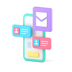 Poster - Smartphone communication mobile app incoming message letter contacts button realistic 3d icon