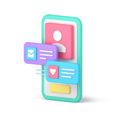 Poster - Dating smartphone user interface application for couple relationship and meeting 3d icon