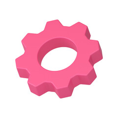Poster - Pink machine gear wheel cogwheel 3d isometric. Simple badge engine engineering