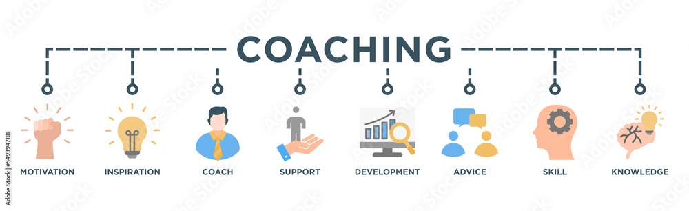 Coaching banner web icon for coaching and success, motivation ...