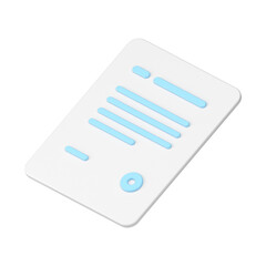 Poster - Contract 3d with seal. White sheet with blue stripes of abstract text