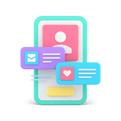 Poster - Love dating smartphone application user interface new message cyberspace notification 3d icon