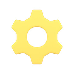 Poster - Cogwheel gear mechanism workflow setting engineering support yellow badge 3d icon