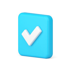 Poster - Checkmark square blue 3d icon accepted confirm done control approved