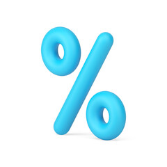 Blue percentage 3d icon financial mathematical symbol realistic 3d icon template  illustration