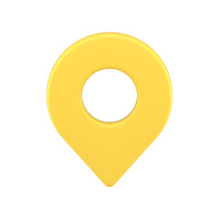 Realistic yellow map pin 3d icon GPS position locate isometric illustration