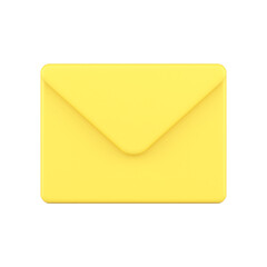 Poster - Yellow closed 3d envelope. Voluminous unread letter