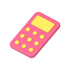 Poster - Simple pink calculator with yellow display 3d icon  illustration