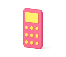 Aufkleber - Pink calculator 3d icon. Computing device with white buttons