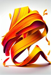 Poster - 3d render, abstract brush stroke, a close up of a flower, illustration with petal plant