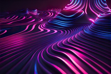 Wall Mural - 3d render, abstract background, glowing, background pattern, illustration with purple water