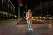 © shymar27 - Portrait of a young beautiful fair-haired girl in the night city.