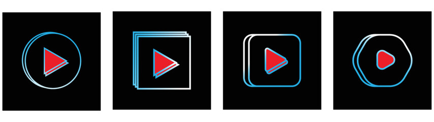 Poster - line media player set icon. color style your sign or symbol for app and web, vector illustration