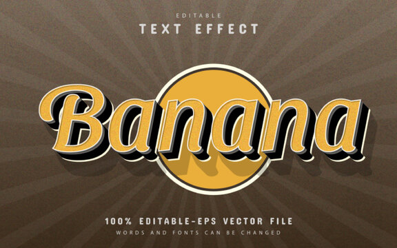 Banana 3d retro vintage style text effect