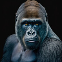 Gorilla Face Close Up Portrait - AI Illustration 01