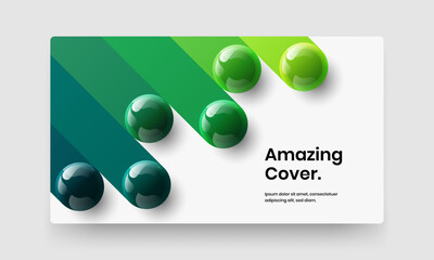 Vivid realistic spheres catalog cover illustration. Trendy company identity vector design template.