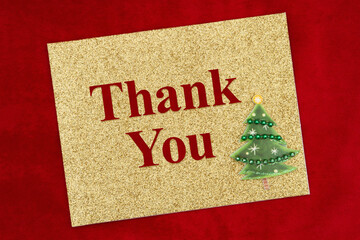 Wall Mural - Thank you greeting card with Christmas tree