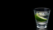 banner Luxury cocktail Vodka lime mojito, gin tonic with ice, tequila in rocks-glass on black background.