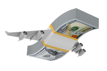 Wall Mural - money with wings on white background. Isolated 3D illustration